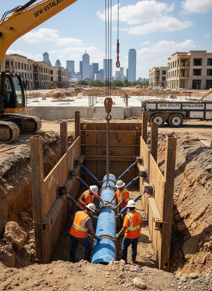Water main installation DFW